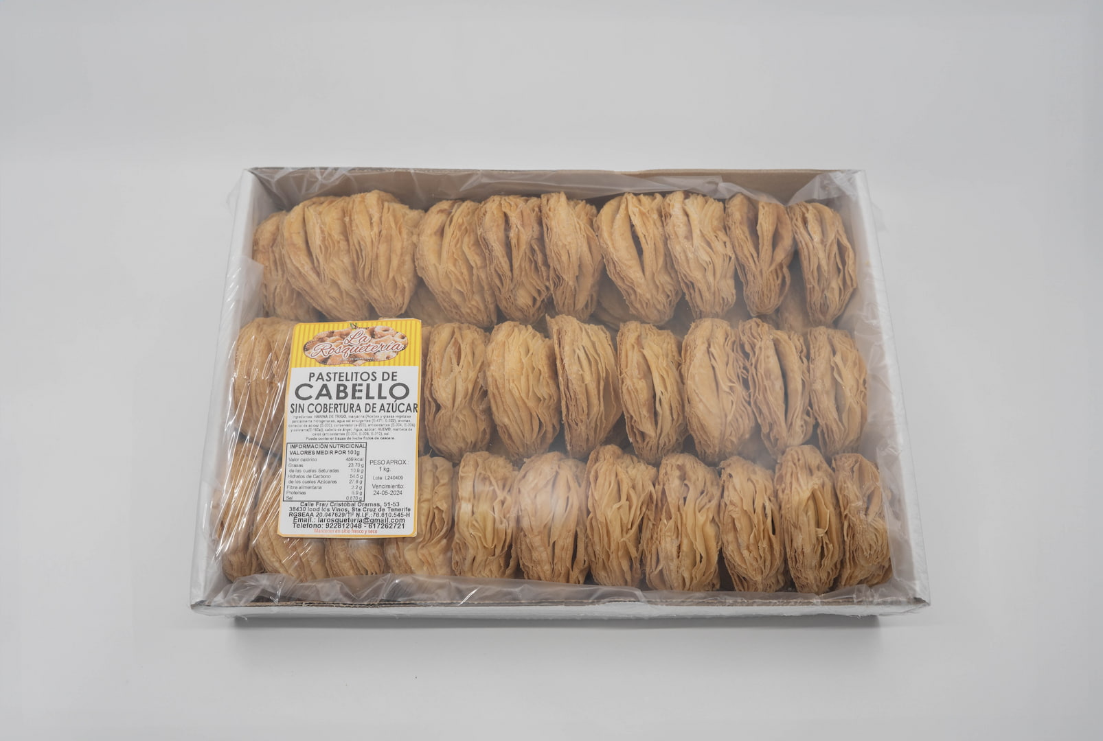 Pastelitos Cabello Sin Cobertura de Azucar Caja 1 Kg. (20196)
